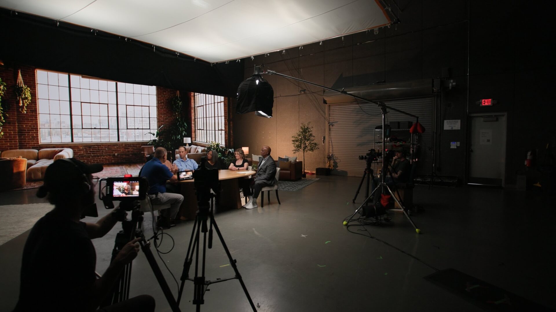 Production crew on set at Nine Eight Central